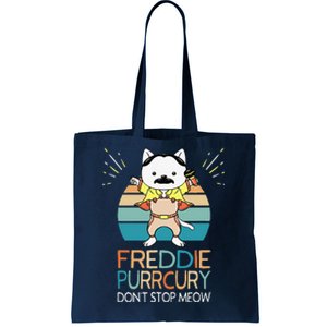 Dont Stop Meow Freddie Purrcury Funny Cat Music Pun Gift Tote Bag