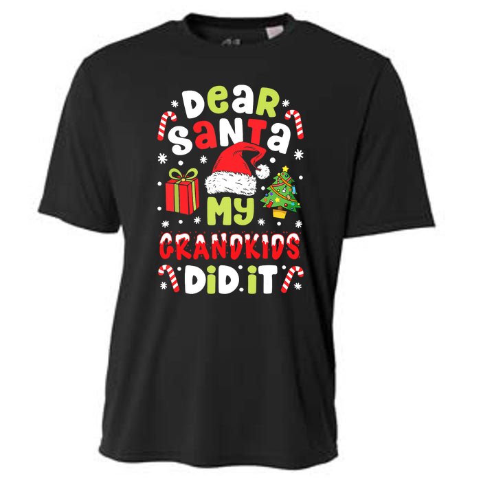 Dear Santa My Grandkids Did It Candy Canes Funny Christmas Cooling Performance Crew T-Shirt