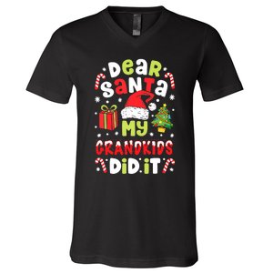 Dear Santa My Grandkids Did It Candy Canes Funny Christmas V-Neck T-Shirt