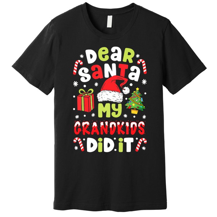 Dear Santa My Grandkids Did It Candy Canes Funny Christmas Premium T-Shirt