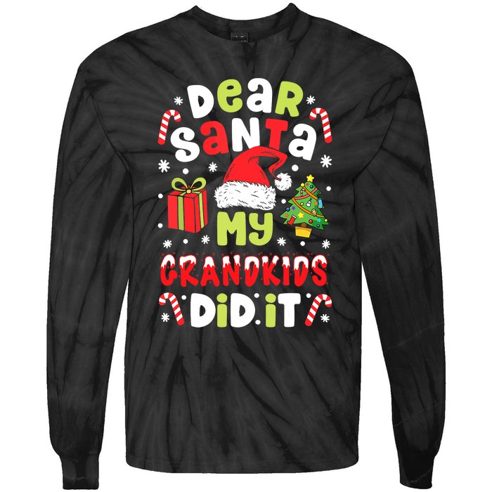 Dear Santa My Grandkids Did It Candy Canes Funny Christmas Tie-Dye Long Sleeve Shirt