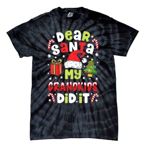 Dear Santa My Grandkids Did It Candy Canes Funny Christmas Tie-Dye T-Shirt