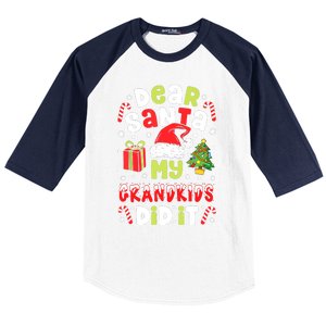 Dear Santa My Grandkids Did It Candy Canes Funny Christmas Baseball Sleeve Shirt