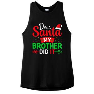 Dear Santa My Brother Did It Ladies PosiCharge Tri-Blend Wicking Tank