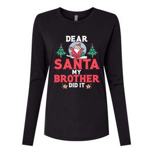 Dear Santa My Brother Did It Cool Gift Womens Cotton Relaxed Long Sleeve T-Shirt