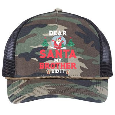 Dear Santa My Brother Did It Cool Gift Retro Rope Trucker Hat Cap