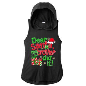 Dear Santa My Brother Did It - Christmas Family Designs Ladies PosiCharge Tri-Blend Wicking Draft Hoodie Tank