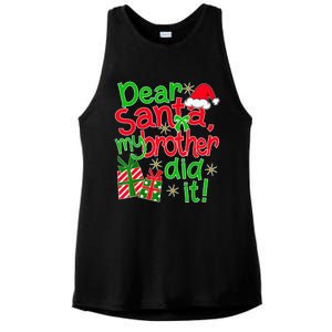 Dear Santa My Brother Did It - Christmas Family Designs Ladies PosiCharge Tri-Blend Wicking Tank