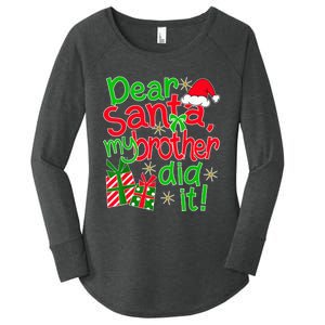 Dear Santa My Brother Did It - Christmas Family Designs Women's Perfect Tri Tunic Long Sleeve Shirt