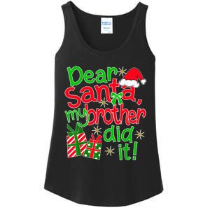 Dear Santa My Brother Did It - Christmas Family Designs Ladies Essential Tank