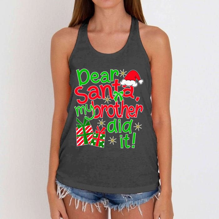 Dear Santa My Brother Did It - Christmas Family Designs Women's Knotted Racerback Tank