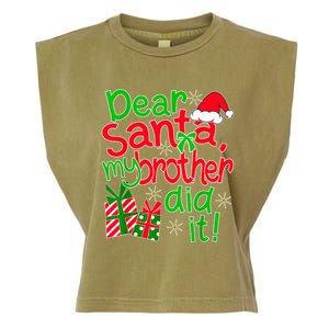 Dear Santa My Brother Did It - Christmas Family Designs Garment-Dyed Women's Muscle Tee