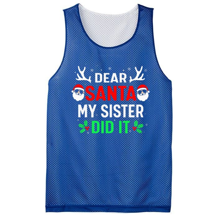 Dear Santa My Sister Did it Funny Christmas Mesh Reversible Basketball Jersey Tank