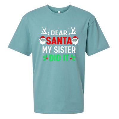 Dear Santa My Sister Did it Funny Christmas Sueded Cloud Jersey T-Shirt