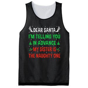 Dear Santa My Sister Is The Naughty One Funny Christmas Mesh Reversible Basketball Jersey Tank