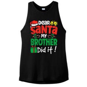 Dear Santa, My Brother Did It! Christmas Family Pajama Set Ladies PosiCharge Tri-Blend Wicking Tank