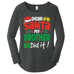 Dear Santa, My Brother Did It! Christmas Family Pajama Set Women's Perfect Tri Tunic Long Sleeve Shirt