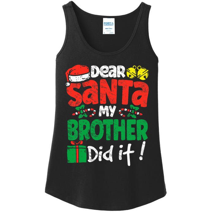 Dear Santa, My Brother Did It! Christmas Family Pajama Set Ladies Essential Tank