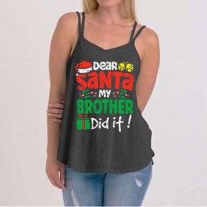 Dear Santa, My Brother Did It! Christmas Family Pajama Set Women's Strappy Tank