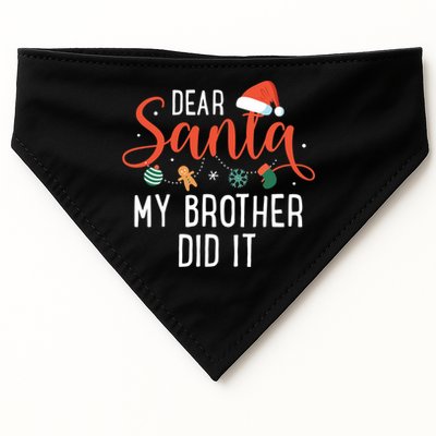 Dear Santa My Brother Did It Family Christmas USA-Made Doggie Bandana