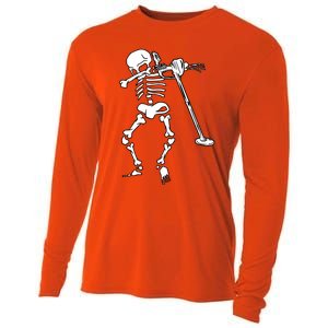 Dabbing Skeleton Metal Detector Halloween Funny Dab Humor Cool Gift Cooling Performance Long Sleeve Crew