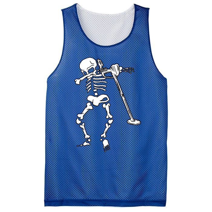 Dabbing Skeleton Metal Detector Halloween Funny Dab Humor Cool Gift Mesh Reversible Basketball Jersey Tank