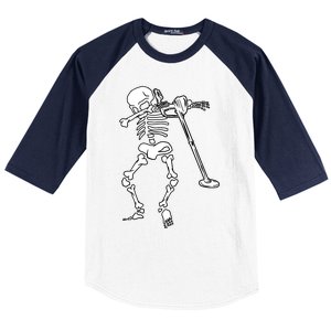 Dabbing Skeleton Metal Detector Halloween Funny Dab Humor Cool Gift Baseball Sleeve Shirt