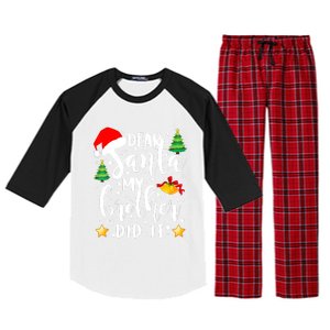 Dear Santa My Brother Did It Funny Christmas Pajama Raglan Sleeve Pajama Set