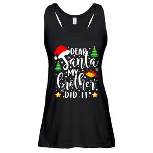 Dear Santa My Brother Did It Funny Christmas Pajama Ladies Essential Flowy Tank