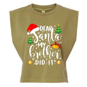 Dear Santa My Brother Did It Funny Christmas Pajama Garment-Dyed Women's Muscle Tee