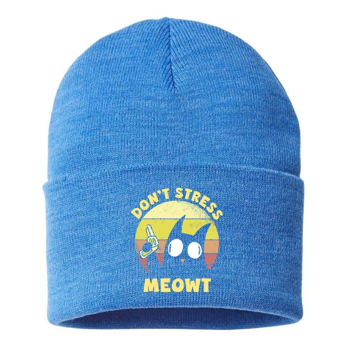 Dont Stress Meow Kitty Ca Dont Stress Meowt Gift Sustainable Knit Beanie