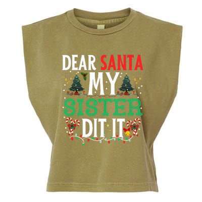 Dear Santa My Sister Did It Christmas Matching Family Garment-Dyed Women's Muscle Tee