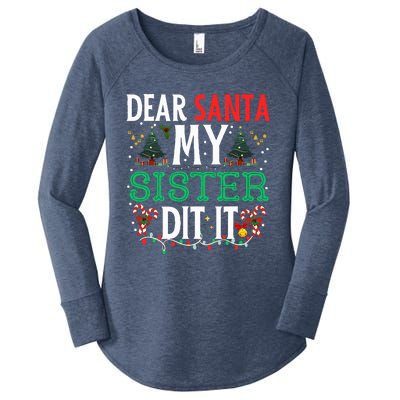 Dear Santa My Sister Did It Christmas Matching Family Women's Perfect Tri Tunic Long Sleeve Shirt