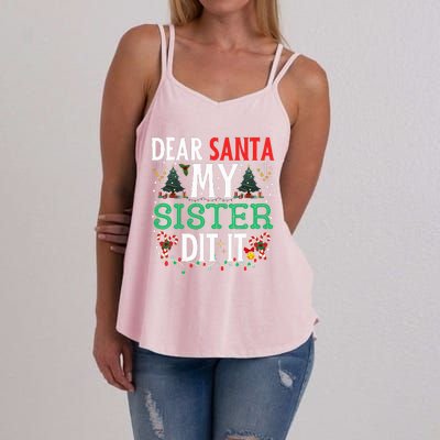 Dear Santa My Sister Did It Christmas Matching Family Women's Strappy Tank