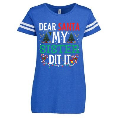 Dear Santa My Sister Did It Christmas Matching Family Enza Ladies Jersey Football T-Shirt