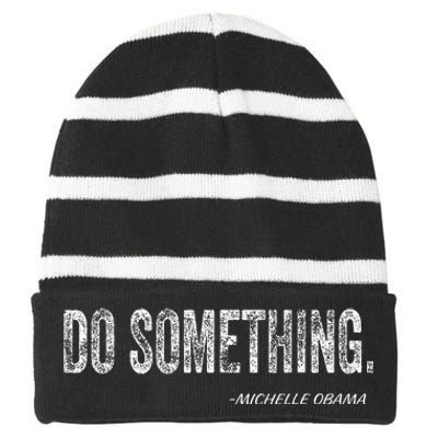 Do Something Michelle Obama Striped Beanie with Solid Band