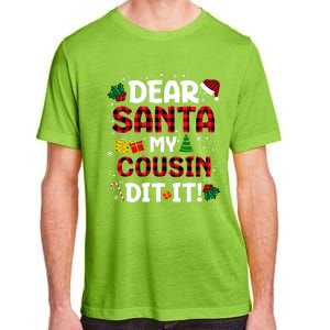 Dear Santa My Cousin Did It Buffalo Plaid Christmas Pajama Adult ChromaSoft Performance T-Shirt