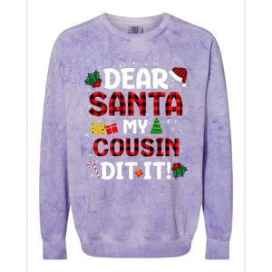 Dear Santa My Cousin Did It Buffalo Plaid Christmas Pajama Colorblast Crewneck Sweatshirt