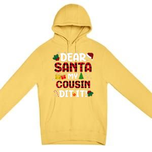 Dear Santa My Cousin Did It Buffalo Plaid Christmas Pajama Premium Pullover Hoodie