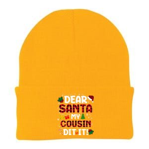 Dear Santa My Cousin Did It Buffalo Plaid Christmas Pajama Knit Cap Winter Beanie