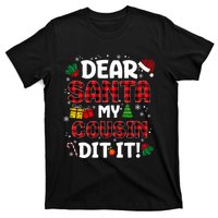 Dear Santa My Cousin Did It Buffalo Plaid Christmas Pajama T-Shirt