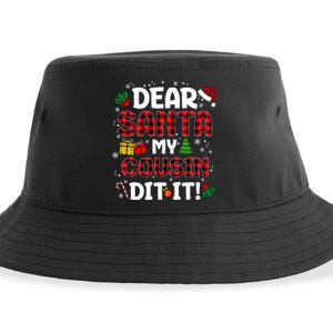 Dear Santa My Cousin Did It Buffalo Plaid Christmas Pajama Sustainable Bucket Hat