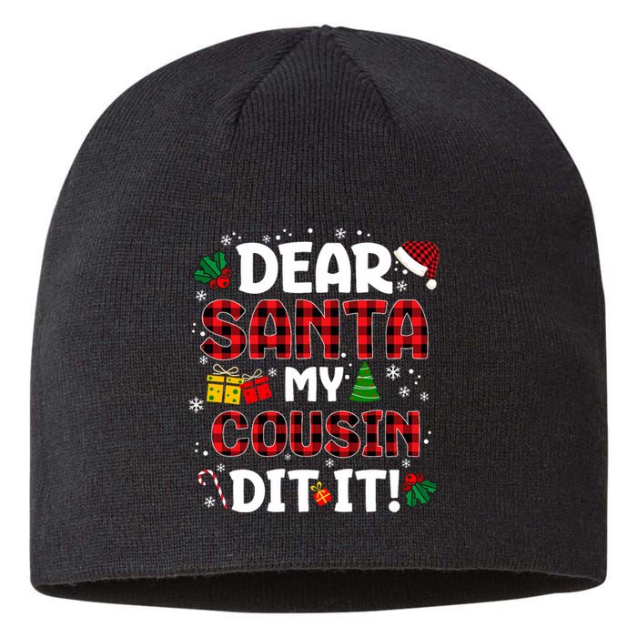 Dear Santa My Cousin Did It Buffalo Plaid Christmas Pajama Sustainable Beanie