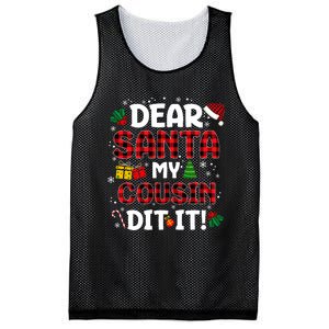 Dear Santa My Cousin Did It Buffalo Plaid Christmas Pajama Mesh Reversible Basketball Jersey Tank