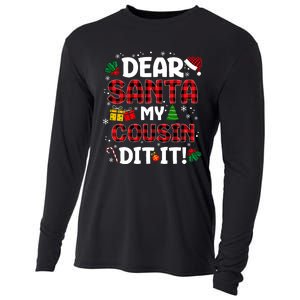 Dear Santa My Cousin Did It Buffalo Plaid Christmas Pajama Cooling Performance Long Sleeve Crew