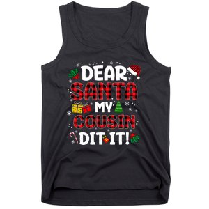 Dear Santa My Cousin Did It Buffalo Plaid Christmas Pajama Tank Top