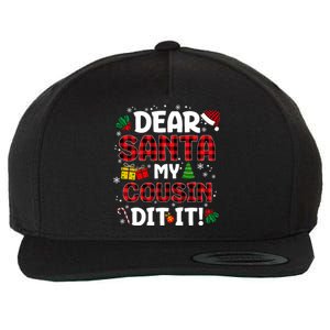 Dear Santa My Cousin Did It Buffalo Plaid Christmas Pajama Wool Snapback Cap