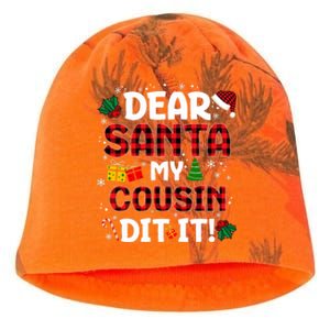 Dear Santa My Cousin Did It Buffalo Plaid Christmas Pajama Kati - Camo Knit Beanie