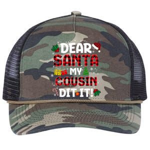 Dear Santa My Cousin Did It Buffalo Plaid Christmas Pajama Retro Rope Trucker Hat Cap