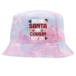 Dear Santa My Cousin Did It Buffalo Plaid Christmas Pajama Tie-Dyed Bucket Hat